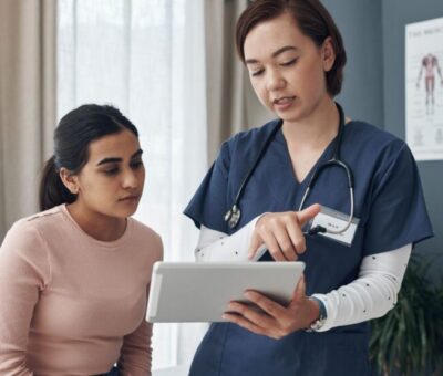 Kommunikation mit Patienten.